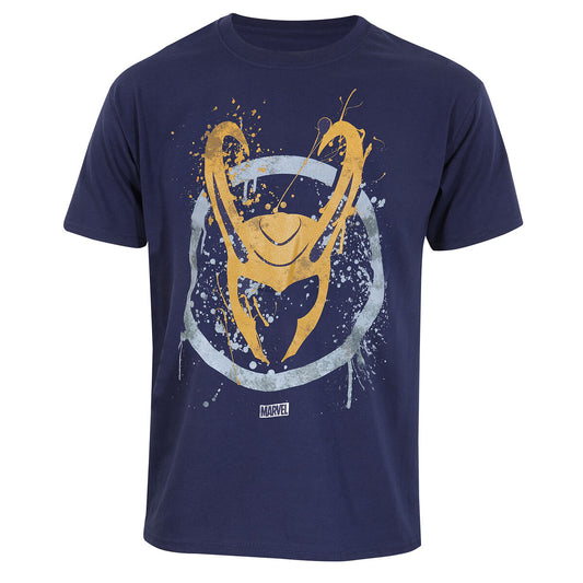 Kurzarm-T-Shirt Marvel Splatter Logo Blau Unisex Loki