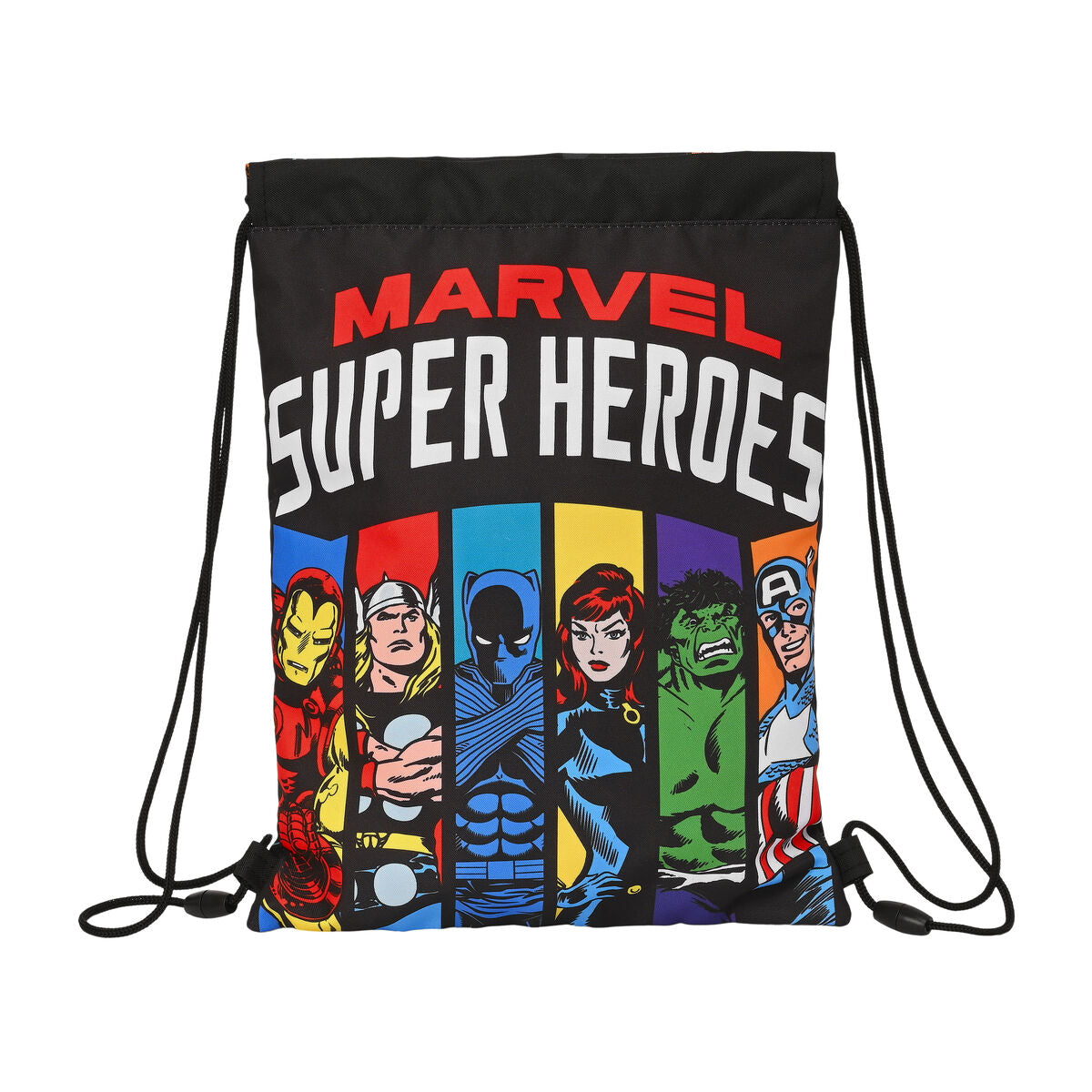 Rucksacktasche mit Bändern The Avengers Super heroes Schwarz (26 x 34 x 1 cm)