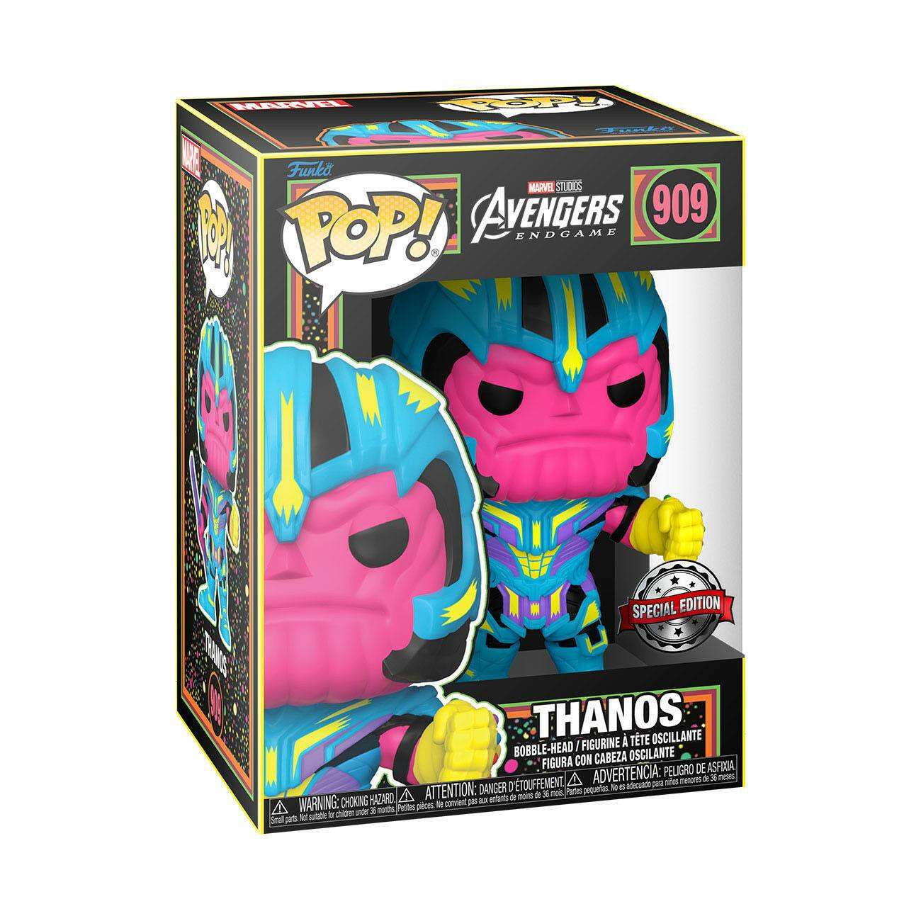 Funko Pop! & Tee Bundle Marvel 909 Blacklight Avengers Endgame Thanos Funko