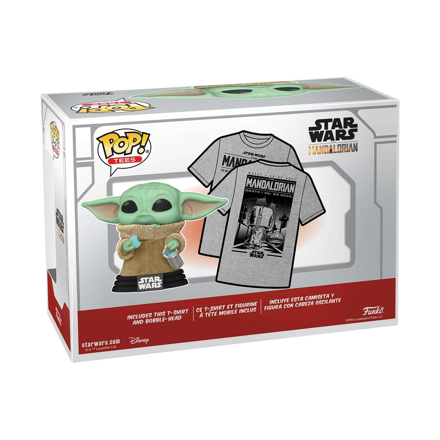 Funko Pop! & Tee Bundle Star Wars 465 The Mandalorian Grogu with Cookie Flocked "XL" Funko