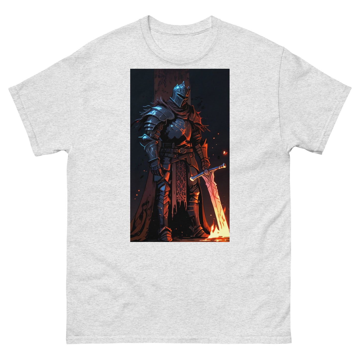Klassisches Herren-T-Shirt Souls Like Dark Knight mit Schwert
