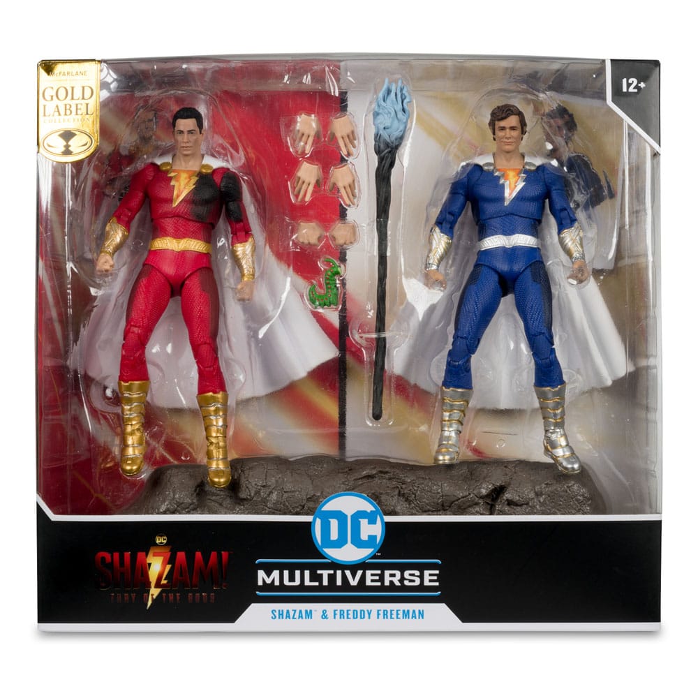 Pre-Order! McFarlane DC Multiverse Actionfiguren 2er-Pack Shazam (Battle Damage) & Freddie Freeman (Gold Label) 18cm